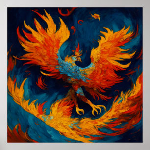 Póster Fiery Phoenix Surgiendo De Las Cenizas