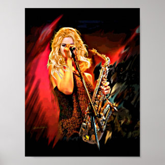Póster Fiery Saxofón Player