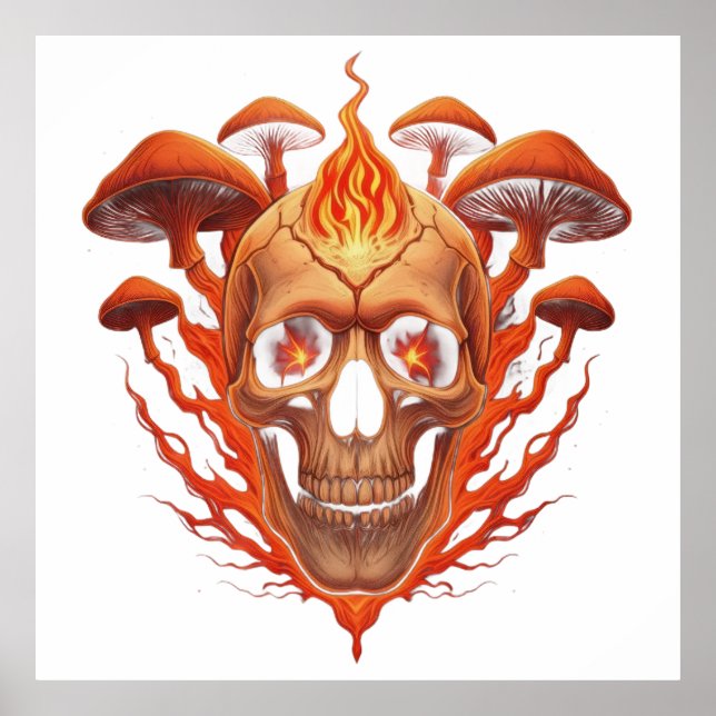 Póster Fiery Skull Mushrooms (Frente)