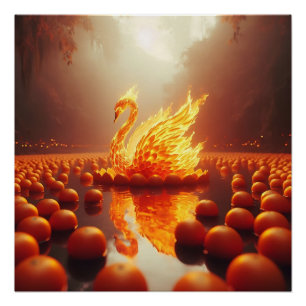 Póster Fiery Swan: Un toque de elegancia y poder 🦢 🔥 🍊