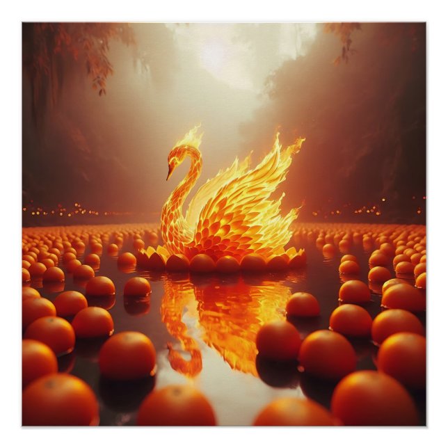 Póster Fiery Swan: Un toque de elegancia y poder 🦢 🔥 🍊 (Anverso)