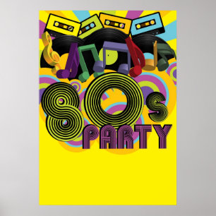 Póster fiesta 80s