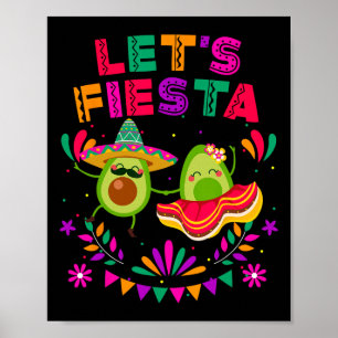 Póster Fiesta aguacate bailando Cinco De Mayo Mexicano