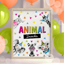 Póster Fiesta Animales Alimentos Safari Aperitivos Cumple