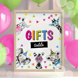 Póster Fiesta Animales Safari Jungle Rótulo Regalos de cu