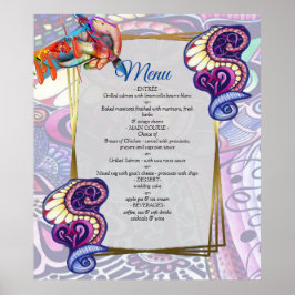 Póster Fiesta azul y animada creación de doodle