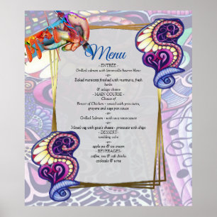 Póster Fiesta azul y animada creación de doodle