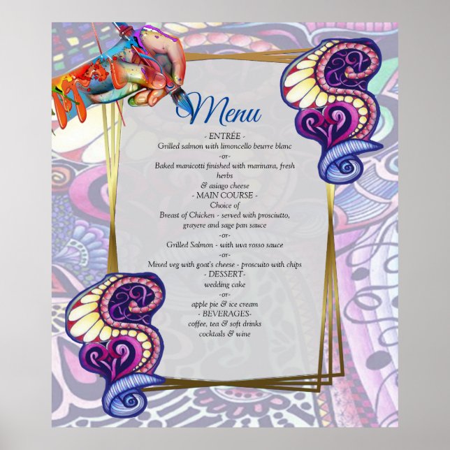 Póster Fiesta azul y animada creación de doodle (Frente)