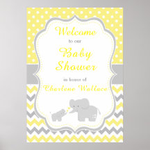 Fiesta Baby Shower amarillo elefante y gris