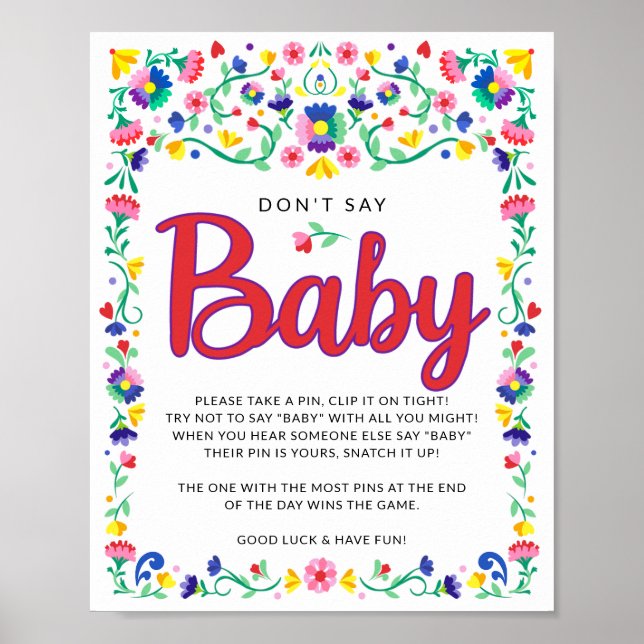 Póster Fiesta Baby Shower Game Don't Say Baby (Frente)