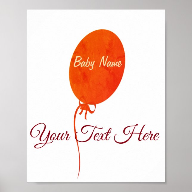 Póster Fiesta Baby Shower Red Balloon Heart Bow Baby (Frente)