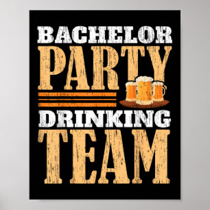 Póster Fiesta Bacheler Equipo Beer Bride Groom _1