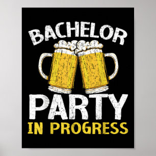 Póster Fiesta Bachelor En Curso Boda De Cerveza Groom Bri