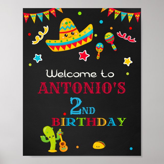 Póster Fiesta bienvenida fiesta signo Primera fiesta niño (Frente)