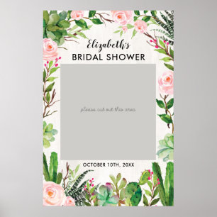 Póster Fiesta Cactus Bridal Shower Photo Booth Frame
