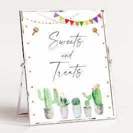 Póster Fiesta Cactus Dulces y Tratamientos Rótulo de cump
