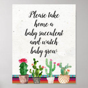 Póster Fiesta Cactus Floral Por Favor Tome Un Bebé Sucule