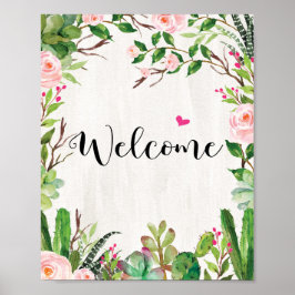 Póster Fiesta Cactus Succulent Welcome Sign Poster