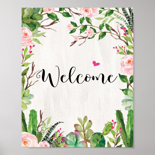 Póster Fiesta Cactus Succulent Welcome Sign Poster (Frente)