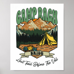 Póster Fiesta Camping Bachelorette 2 Bride Retro Camp Bac
