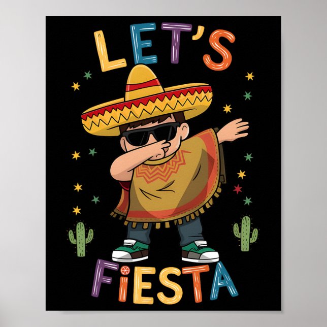 Póster Fiesta Cinco De Mayo Dabbing Mexicano Poncho (Frente)