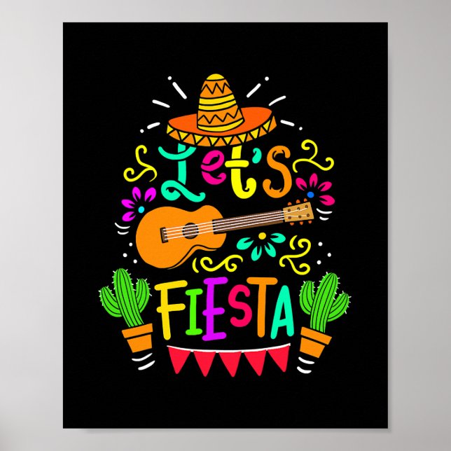 Póster Fiesta Cinco De Mayo Fiesta Guitarra Mexicana (Frente)