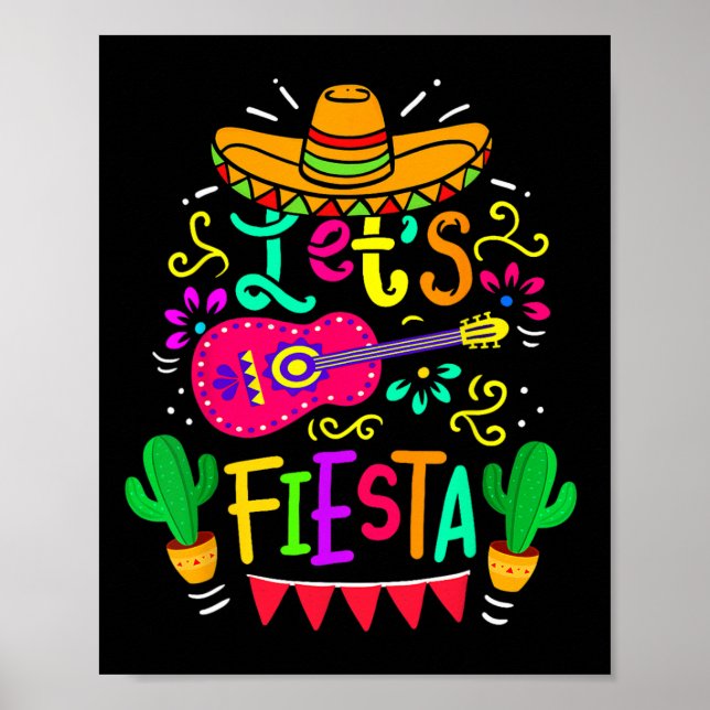 Póster Fiesta Cinco De Mayo Fiesta Mexicano Guitar Lo (Frente)
