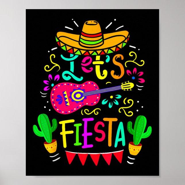 Póster Fiesta Cinco De Mayo Fiesta Mexicano Guitarra Lov (Frente)