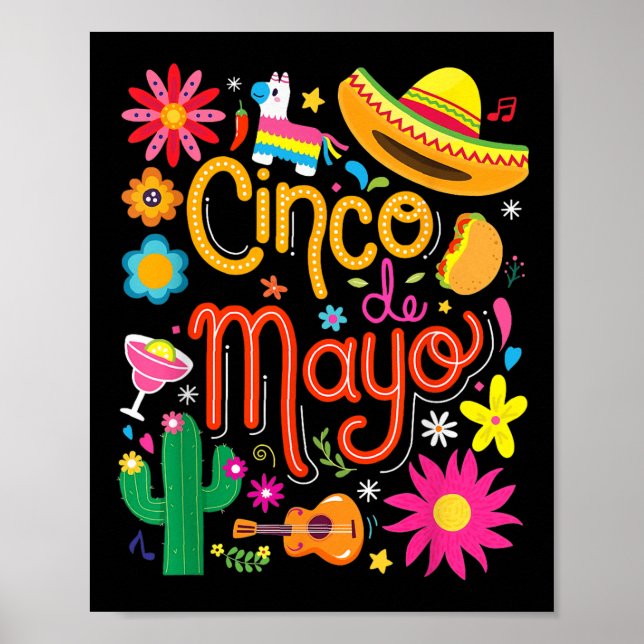Póster Fiesta Cinco De Mayo Funny Fiesta Mexicano 5 De Ma (Frente)