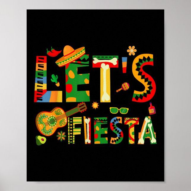 Póster Fiesta Cinco De Mayo Guitarra Fiesta Mexicana (Frente)