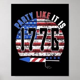 Póster Fiesta Como Si Fuera 1776 4 De Julio Día De La Ind
