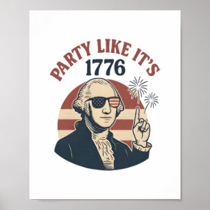 Póster Fiesta como si fuera 1776 - Retro George Washingto