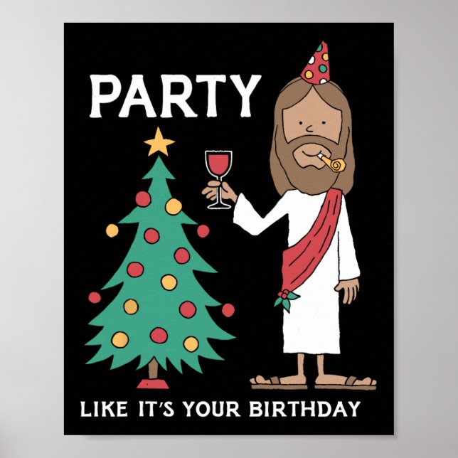 Póster Fiesta Como Si Fuera Tu Cumpleaños Árbol De Navida (Frente)