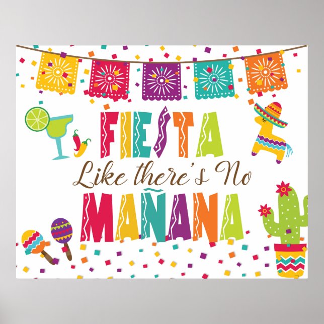 Póster Fiesta Como Si No Hubiera Mañana - Fondo Blanco (Frente)