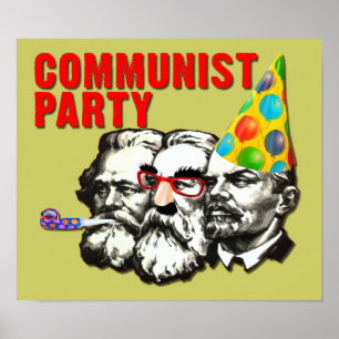 Póster Fiesta comunista gracioso parodia Rótulo Poster