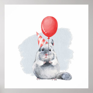 Póster Fiesta con chinchilla
