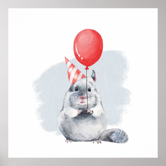 Póster Fiesta con chinchilla (Frente)