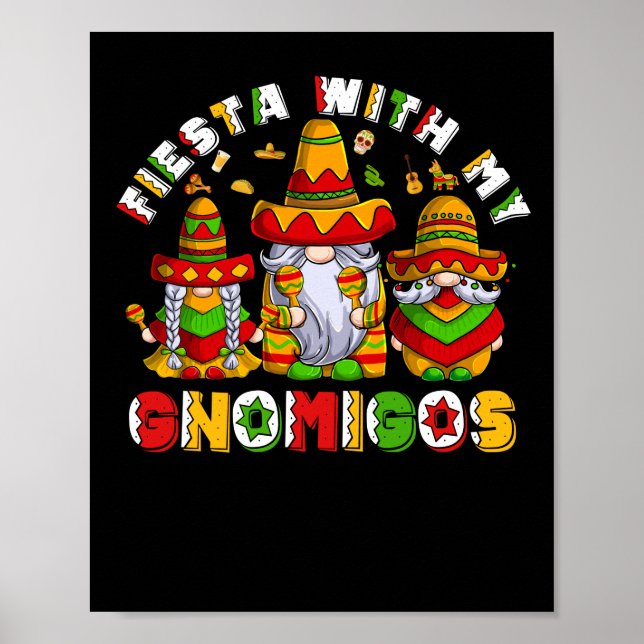 Póster Fiesta con el arcoiris de mi Gnomigos mexicano (Frente)