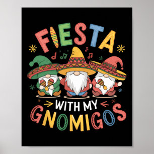 Póster Fiesta Con Mis Gnomigos Diseño Divertido Cinco De