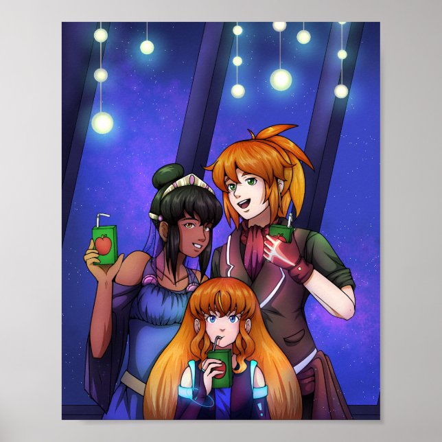 Póster Fiesta de Año Nuevo en el espacio (Frente)