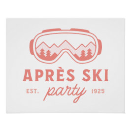 Póster fiesta de après ski chicas noche esquí estética ro