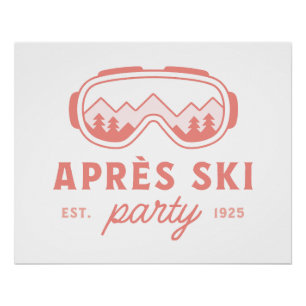 Póster fiesta de après ski chicas noche esquí estética ro