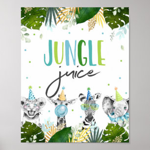 Póster Fiesta de azafatas de jugo de selva Rótulo de cump