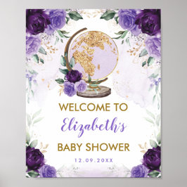 Póster Fiesta de Baby Shower de Aventura Floral de Oro Pú