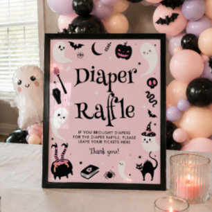 Póster Fiesta de Baby Shower de Halloween Rosa Sorteo de 