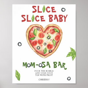 Póster Fiesta de baby shower de pizza - bar Momosa