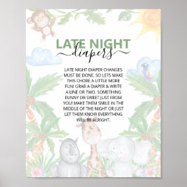 Póster Fiesta de Baby Shower Salvaje Safari Noche Tarde P