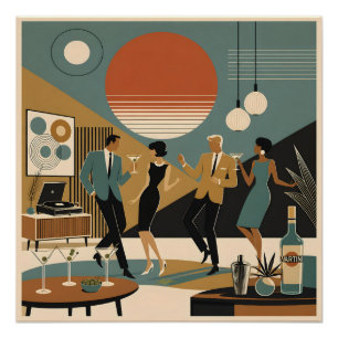Póster Fiesta de Baile de Martini con Vibraciones de Cali