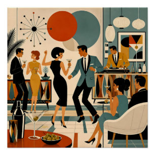 Póster Fiesta de Baile de Martini Hípico de la Modernidad