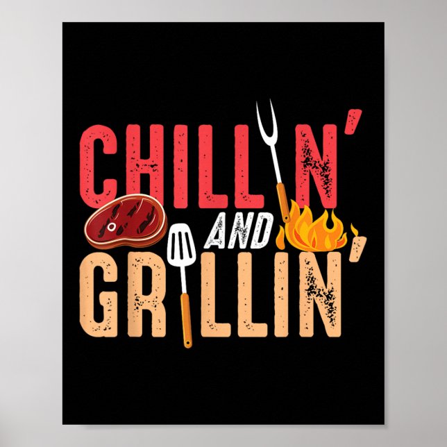 Póster Fiesta De Barbacoa Chillin Y Grillin (Frente)